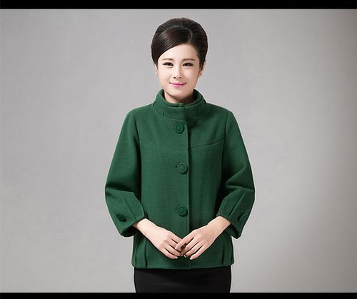 秋冬装中老年女装毛呢外套女短款上衣中年妈妈